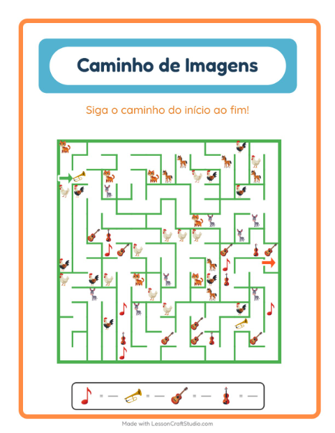 Pré-visualização da ficha de Caminho Ilustrado com Música para Educação infantil (pré-escola, 5-7 anos)