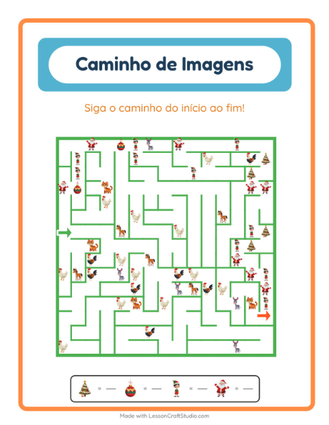 Pré-visualização da ficha de Caminho Ilustrado com Natal para Educação infantil (pré-escola, 5-7 anos)