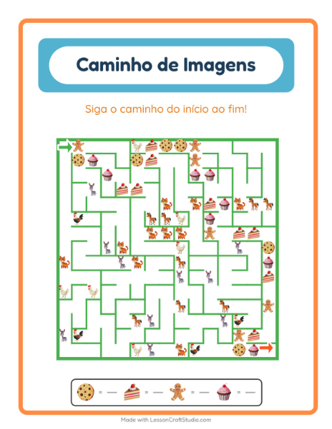 Pré-visualização da ficha de Caminho Ilustrado com Padaria para Educação infantil (pré-escola, 5-7 anos)