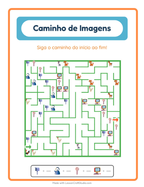 Pré-visualização da ficha de Caminho Ilustrado com Pela casa para Educação infantil (pré-escola, 5-7 anos)