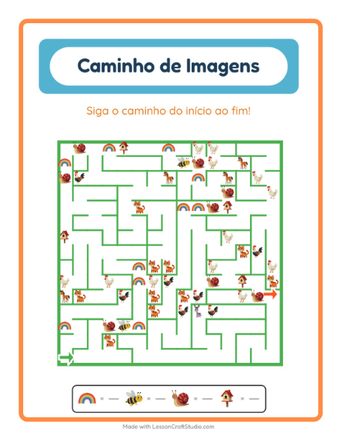 Pré-visualização da ficha de Caminho Ilustrado com Primavera para Educação infantil (pré-escola, 5-7 anos)