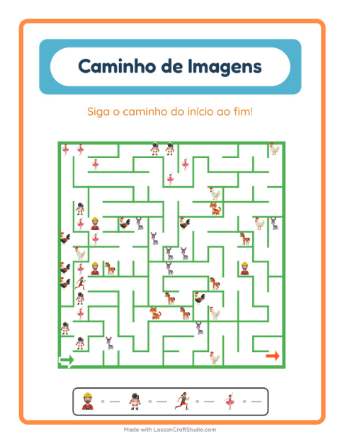 Pré-visualização da ficha de Caminho Ilustrado com Profissões para Educação infantil (pré-escola, 5-7 anos)