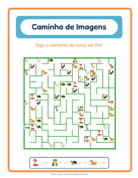 Pré-visualização da ficha de Caminho Ilustrado com Répteis e anfíbios para Educação infantil (pré-escola, 5-7 anos)