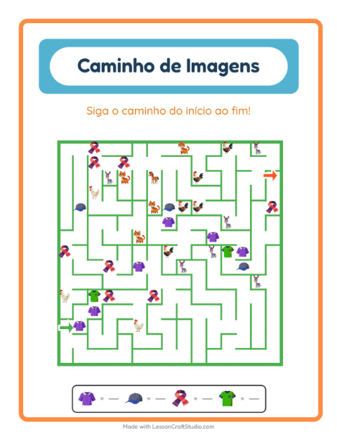 Pré-visualização da ficha de Caminho Ilustrado com Roupas para Educação infantil (pré-escola, 5-7 anos)