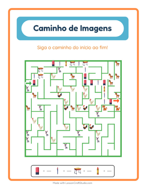 Pré-visualização da ficha de Caminho Ilustrado com Sala de aula para Educação infantil (pré-escola, 5-7 anos)