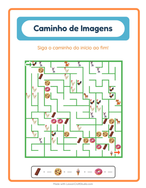 Pré-visualização da ficha de Caminho Ilustrado com Sobremesas e doces para Educação infantil (pré-escola, 5-7 anos)