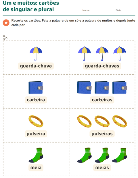Pré-visualização da ficha de Cartões de figura e palavra com Acessórios para Educação infantil (pré-escola, 5-7 anos)