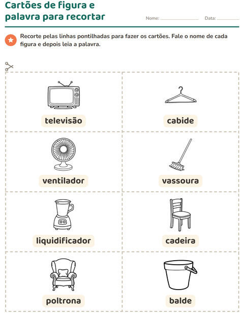 Pré-visualização da ficha de Cartões de figura e palavra com Casa PB 2 para Educação infantil (pré-escola, 5-7 anos)