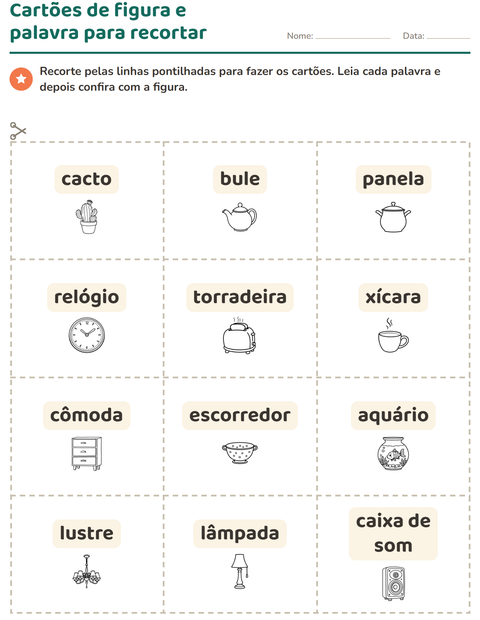 Pré-visualização da ficha de Cartões de figura e palavra com Casa PB para Educação infantil (pré-escola, 5-7 anos)