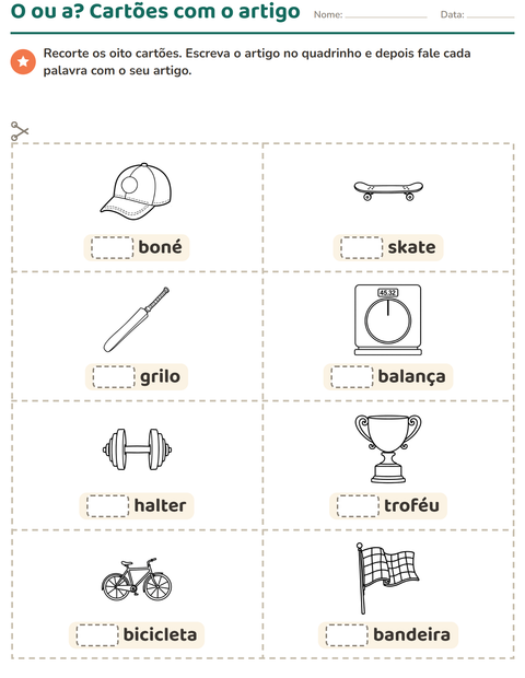 Pré-visualização da ficha de Cartões de figura e palavra com Esportes PB para Educação infantil (pré-escola, 5-7 anos)