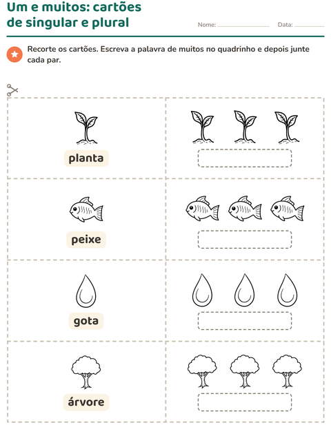 Pré-visualização da ficha de Cartões de figura e palavra com Natureza PB para Educação infantil (pré-escola, 5-7 anos)