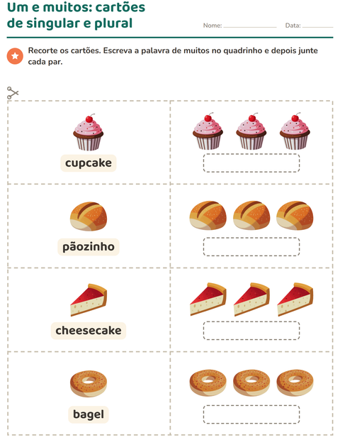 Pré-visualização da ficha de Cartões de figura e palavra com Padaria para Educação infantil (pré-escola, 5-7 anos)