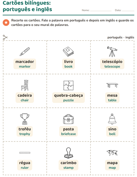 Pré-visualização da ficha de Cartões de figura e palavra com Sala de aula (P&B) para Educação infantil (pré-escola, 5-7 anos)