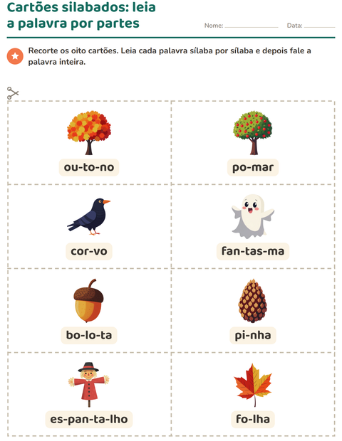 Pré-visualização da ficha de Cartões de figura e palavra com Diversos para 1º ano do ensino fundamental