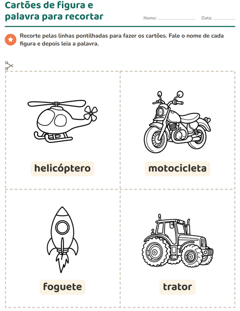 Pré-visualização da ficha de Cartões de figura e palavra com Brinquedos PB para Educação infantil (pré-escola, 5-7 anos)