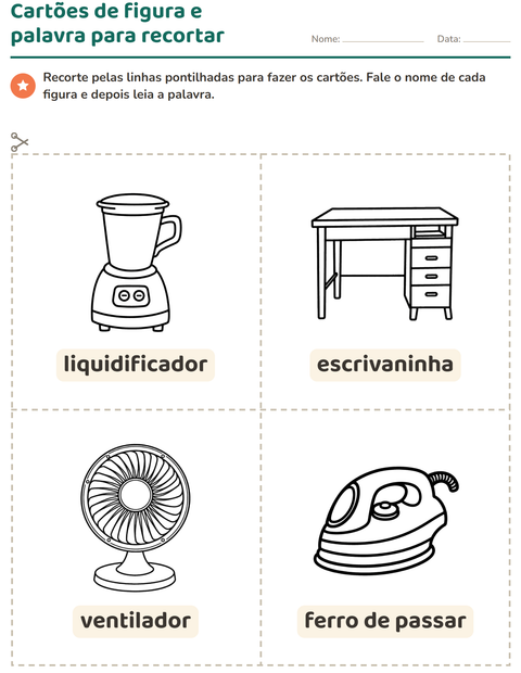 Pré-visualização da ficha de Cartões de figura e palavra com Casa PB 2 para Educação infantil (pré-escola, 5-7 anos)