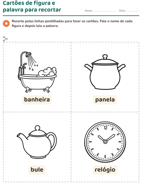 Pré-visualização da ficha de Cartões de figura e palavra com Casa PB para Educação infantil (pré-escola, 5-7 anos)