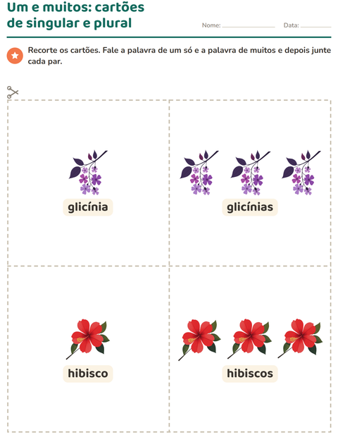 Pré-visualização da ficha de Cartões de figura e palavra com Flores para Educação infantil (pré-escola, 5-7 anos)