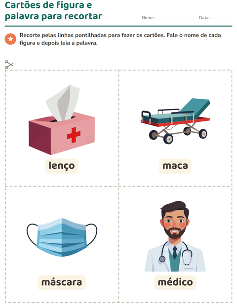 Pré-visualização da ficha de Cartões de figura e palavra com Hospital para Educação infantil (pré-escola, 5-7 anos)