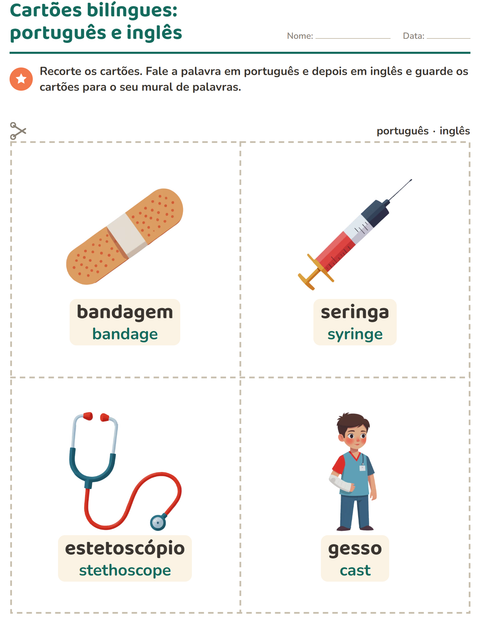 Pré-visualização da ficha de Cartões de figura e palavra com Hospital para Educação infantil (pré-escola, 5-7 anos)
