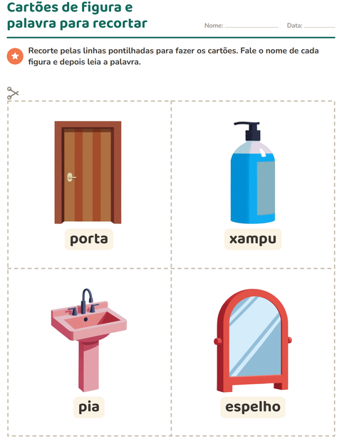 Pré-visualização da ficha de Cartões de figura e palavra com Pela casa para Educação infantil (pré-escola, 5-7 anos)