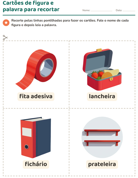Pré-visualização da ficha de Cartões de figura e palavra com Sala de aula para Educação infantil (pré-escola, 5-7 anos)