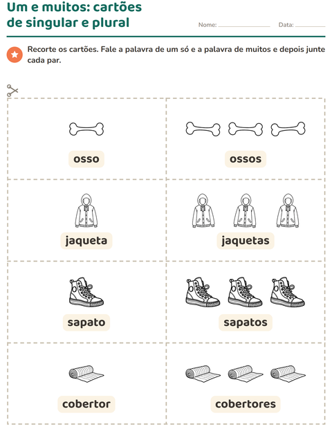 Pré-visualização da ficha de Cartões de figura e palavra com Objetos PB para Educação infantil (pré-escola, 5-7 anos)