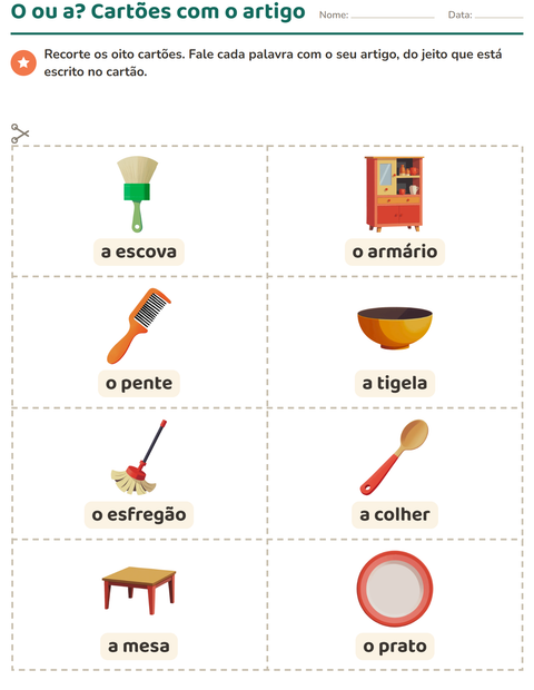 Pré-visualização da ficha de Cartões de figura e palavra com Pela casa para Educação infantil (pré-escola, 5-7 anos)