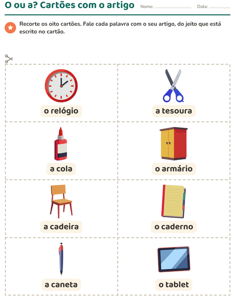 Pré-visualização da ficha de Cartões de figura e palavra com Sala de aula para Educação infantil (pré-escola, 5-7 anos)