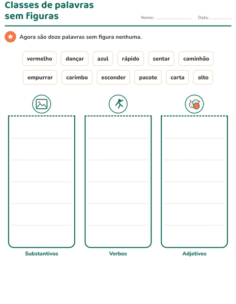 Pré-visualização da ficha de Classes de palavras com Correios para 2º ano do ensino fundamental