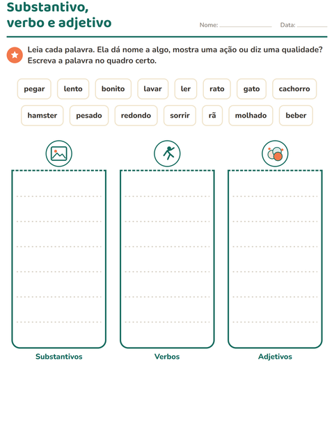 Pré-visualização da ficha de Classes de palavras com Animais de estimação para 2º ano do ensino fundamental