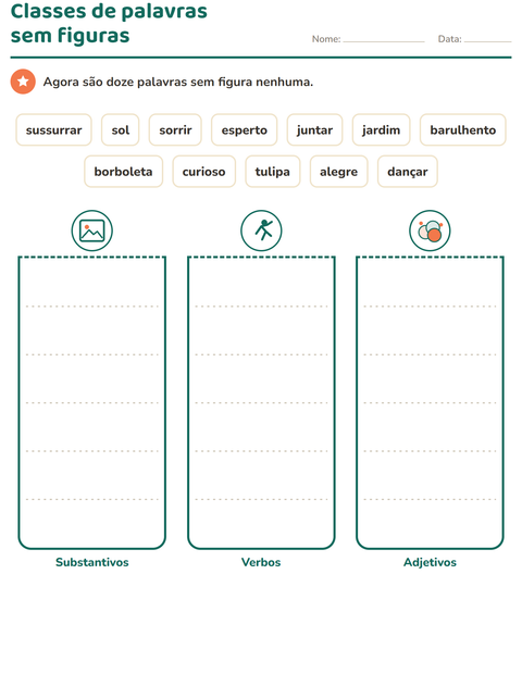Pré-visualização da ficha de Classes de palavras com Primavera para 2º ano do ensino fundamental
