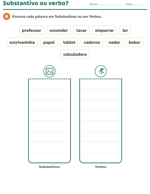 Pré-visualização da ficha de Classes de palavras com Sala de aula para 1º ano do ensino fundamental