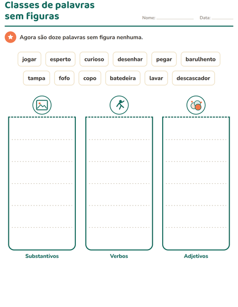 Pré-visualização da ficha de Classes de palavras com Utensílios de cozinha para 2º ano do ensino fundamental