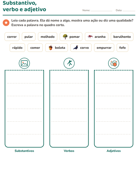 Pré-visualização da ficha de Classes de palavras com Diversos para 2º ano do ensino fundamental