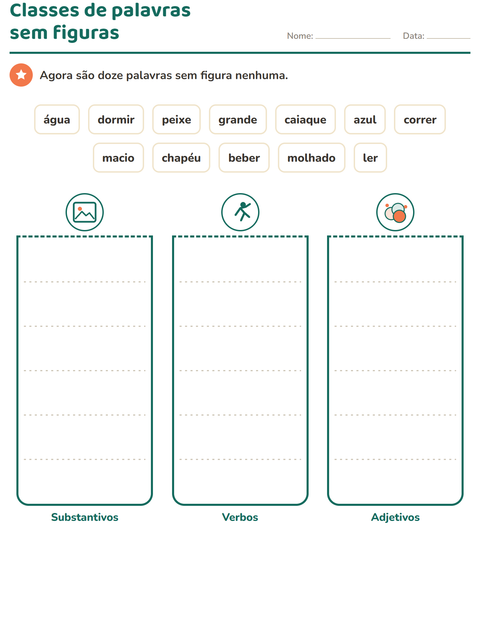 Pré-visualização da ficha de Classes de palavras com Acampamento para 2º ano do ensino fundamental