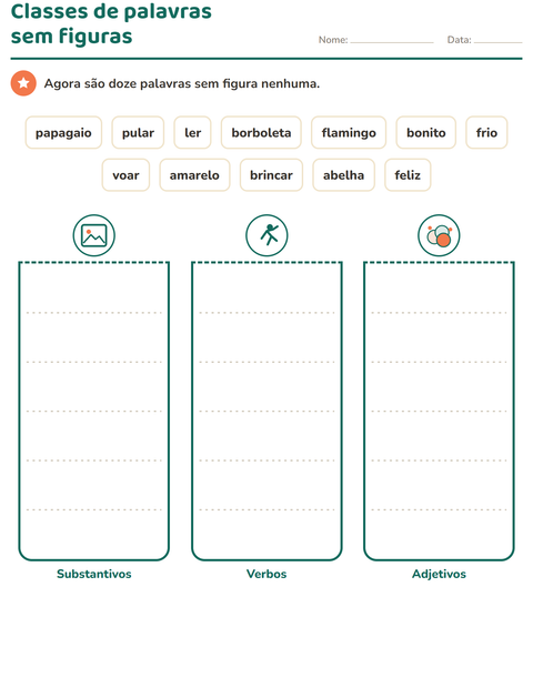 Pré-visualização da ficha de Classes de palavras com Coisas que voam para 2º ano do ensino fundamental