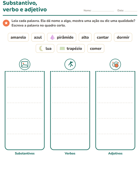 Pré-visualização da ficha de Classes de palavras com Formas para 2º ano do ensino fundamental