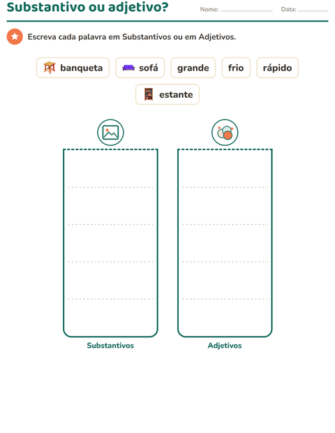 Pré-visualização da ficha de Classes de palavras com Móveis para 1º ano do ensino fundamental