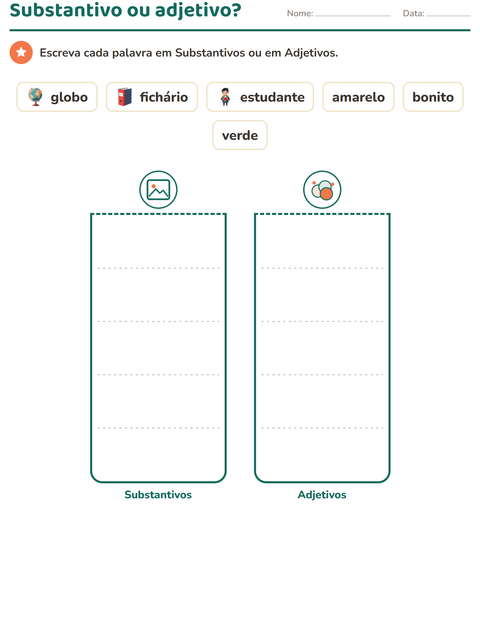 Pré-visualização da ficha de Classes de palavras com Sala de aula para 1º ano do ensino fundamental