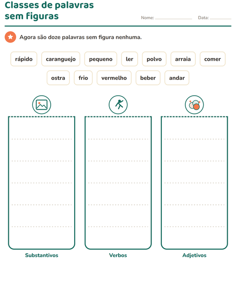 Pré-visualização da ficha de Classes de palavras com Vida marinha para 2º ano do ensino fundamental