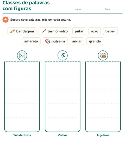 Pré-visualização da ficha de Classes de palavras com Hospital para 2º ano do ensino fundamental