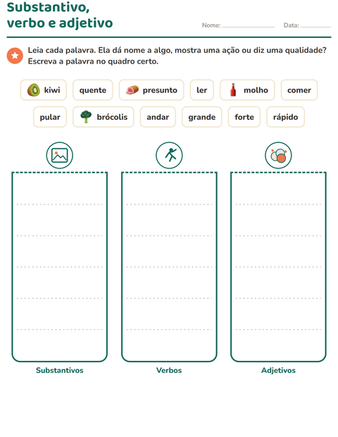 Pré-visualização da ficha de Classes de palavras com No supermercado para 2º ano do ensino fundamental