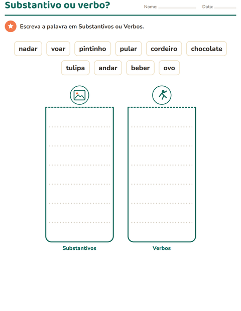 Pré-visualização da ficha de Classes de palavras com Páscoa para 1º ano do ensino fundamental