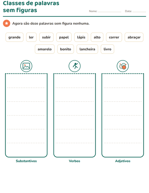 Pré-visualização da ficha de Classes de palavras com Sala de aula para 2º ano do ensino fundamental