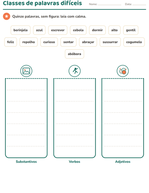 Pré-visualização da ficha de Classes de palavras com Vegetais para 2º ano do ensino fundamental