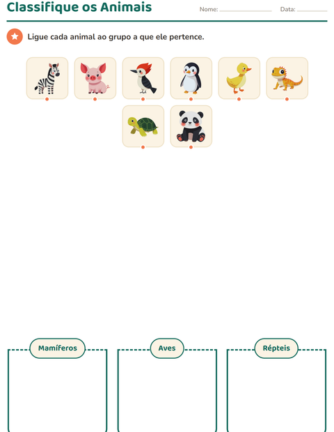 Pré-visualização da ficha de Classificar em Ciências para 1º ano do ensino fundamental