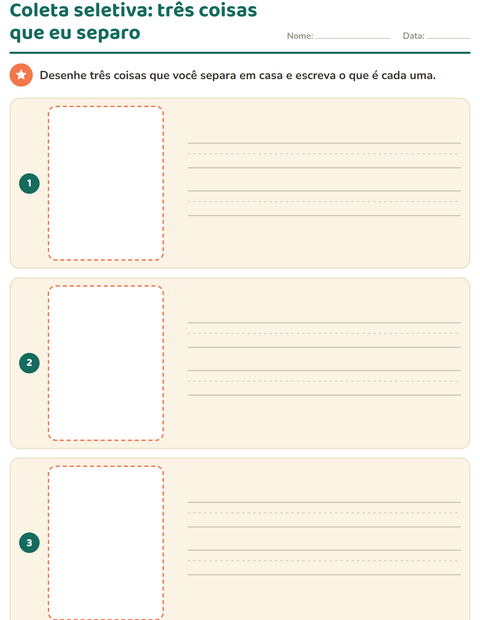Pré-visualização da ficha de Coleta seletiva para 1º ano do ensino fundamental