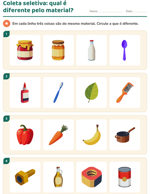 Pré-visualização da ficha de Coleta seletiva para 2º ano do ensino fundamental