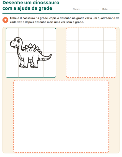 Prévia: Desenhe um dinossauro com a ajuda da grade